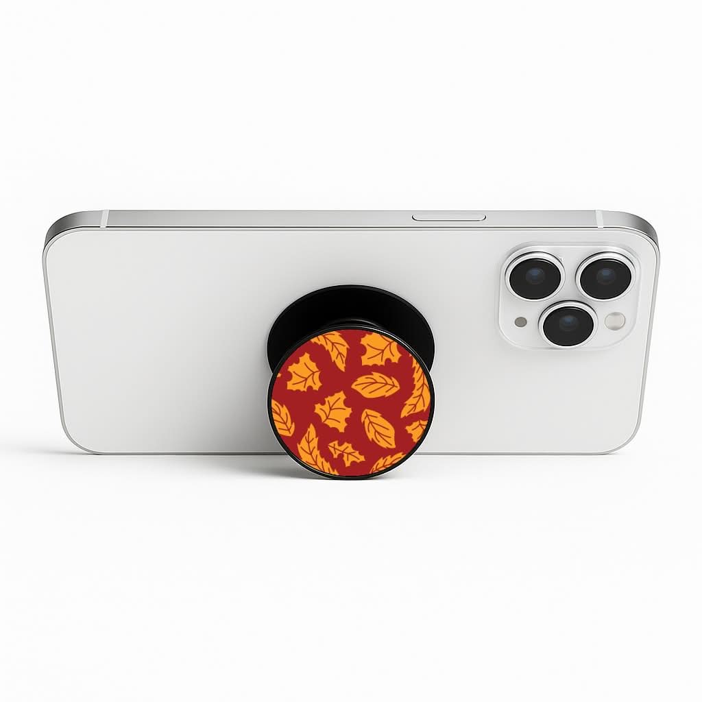 Orange Leaves Pattern Phone Stand