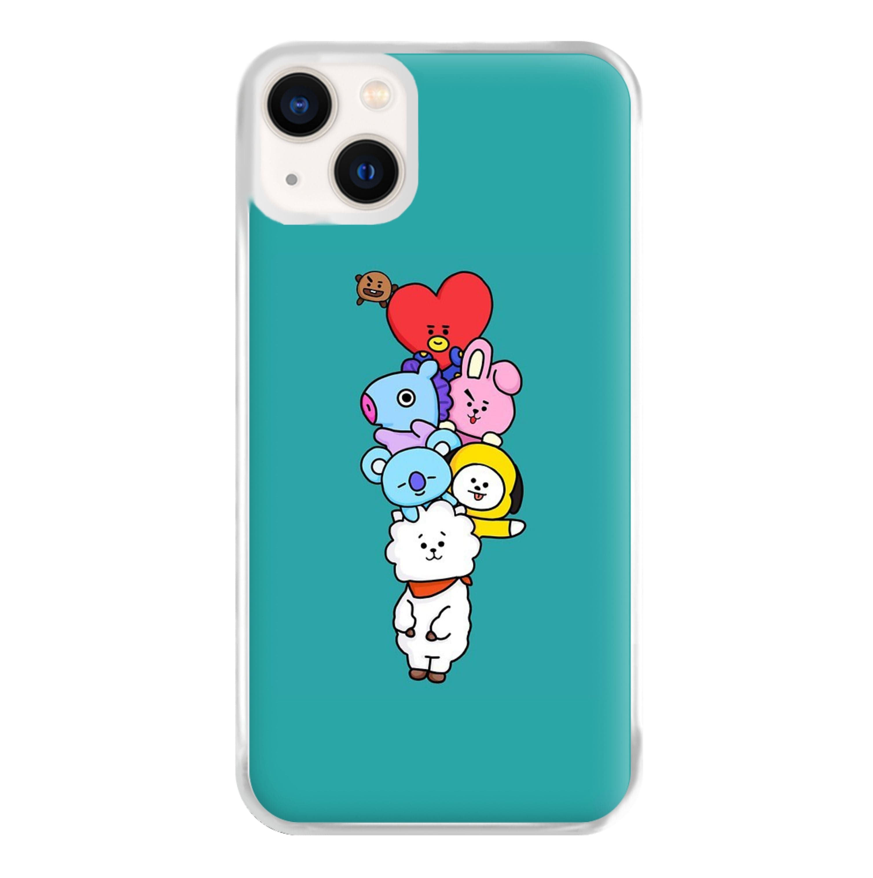 Green BT21 - RJ, Mang, Koya, Chimmy, Cooky, Shooky, Tata - K Pop Phone Case