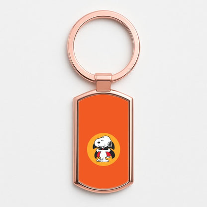Cartoon Beagle Vampire Rose Gold Keyring