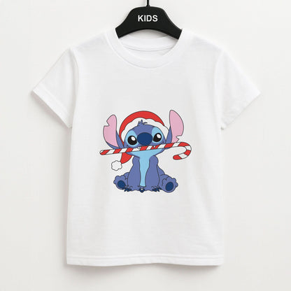 Cute Blue Alien Candycane Kids Unisex T-Shirt