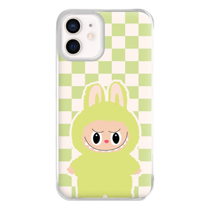 Checkered Cute Green Monster  iPhone 13 Mini Case