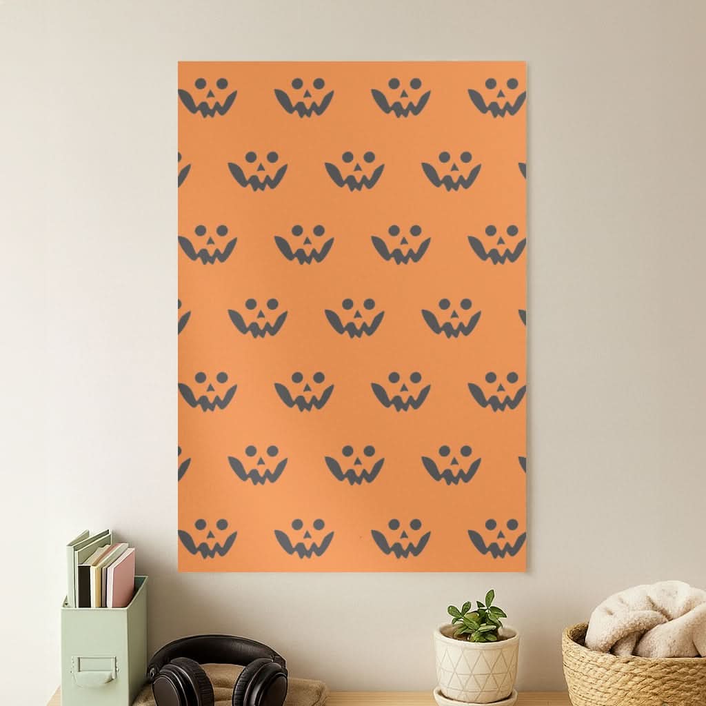 Carved Pumpkin Face Pattern Poster