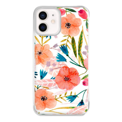 Peach Watercolour Floral Pattern Phone Case