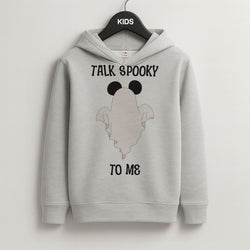Talk Spooky To Me Mouse Ghost Grey Kids Hoodie