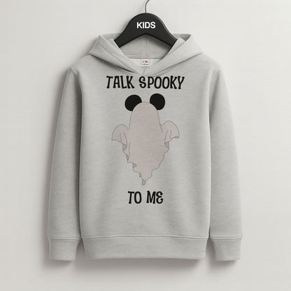 Talk Spooky To Me Mouse Ghost Grey Kids Hoodie