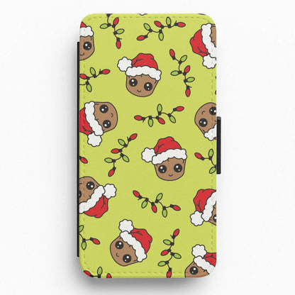 Christmas Tree Hero Pattern Flip / Wallet Phone Case