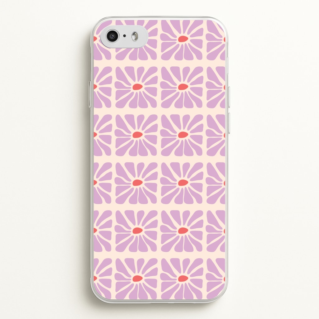 Square Abstract Flowers Mauve iPhone 5 / 5s / SE 2016 Case