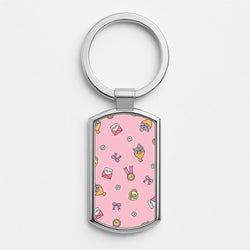Mum Doodles Pattern Silver Metal Keyring