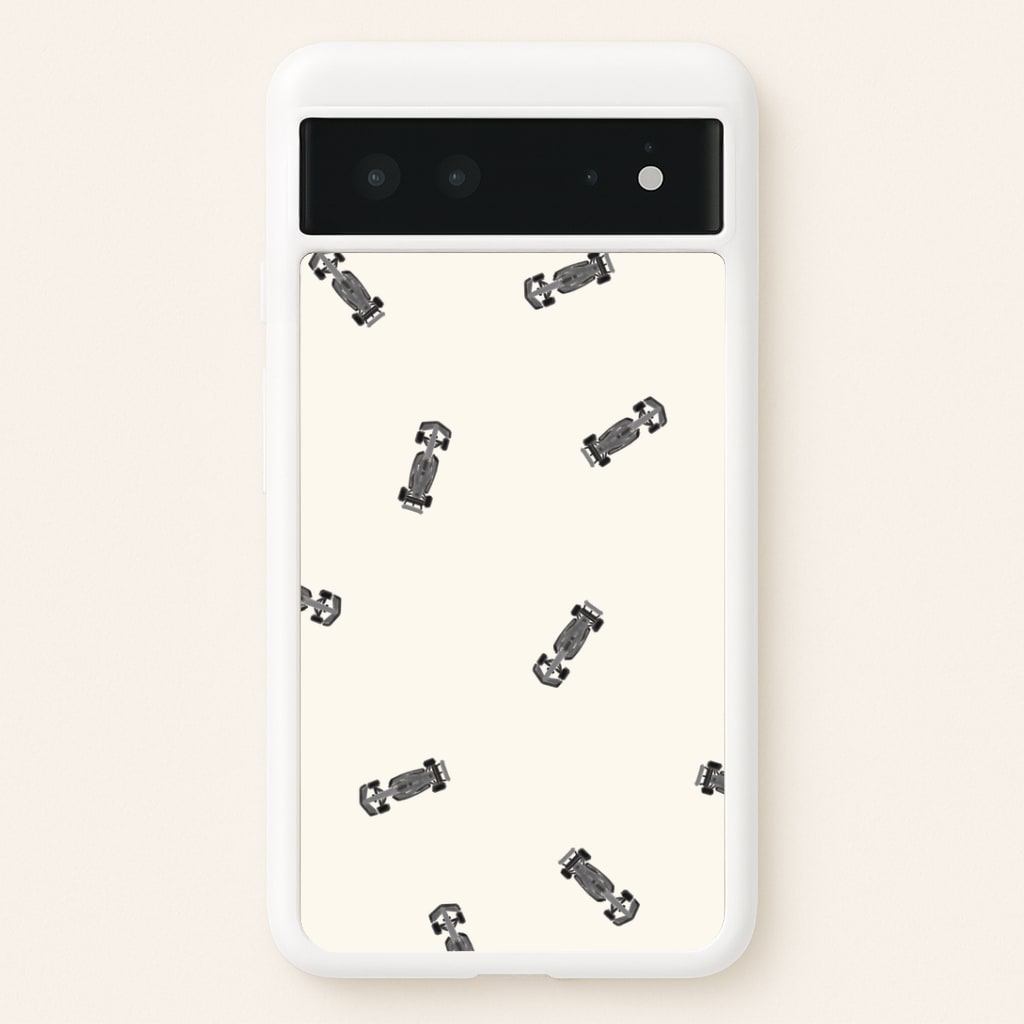 Race Cars Pattern Off White Google Pixel 6 Case