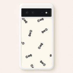 Race Cars Pattern Off White Google Pixel 6 Case