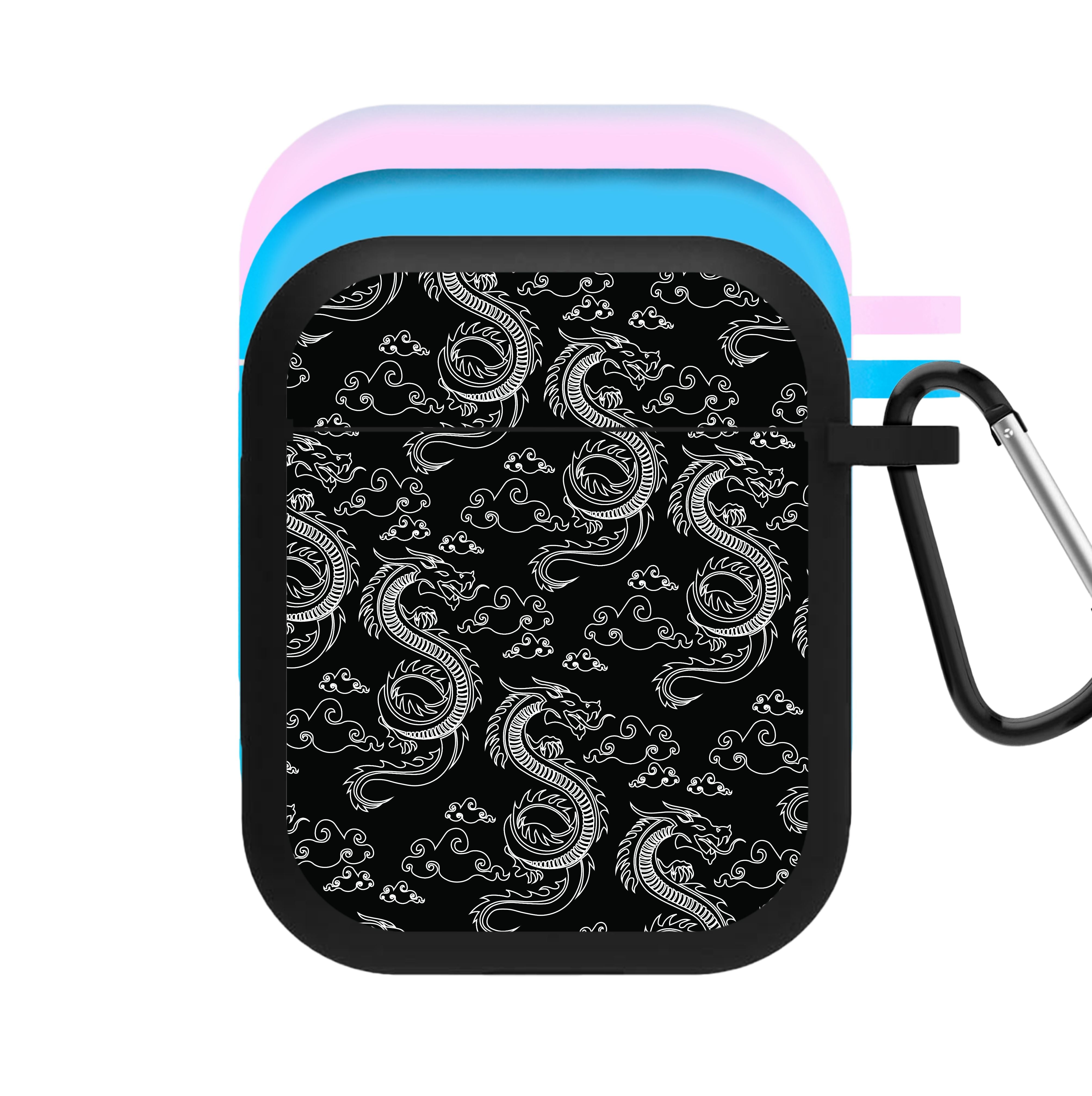 Black And White Dragon Pattern AirPods Case