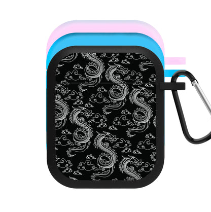 Black And White Dragon Pattern AirPods Case