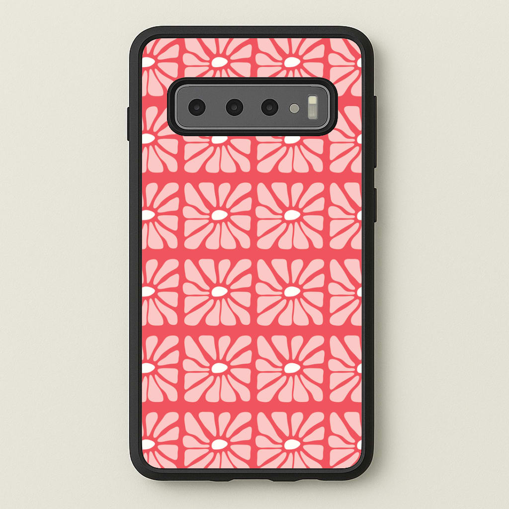 Square Abstract Flowers Pink Galaxy S10 Case
