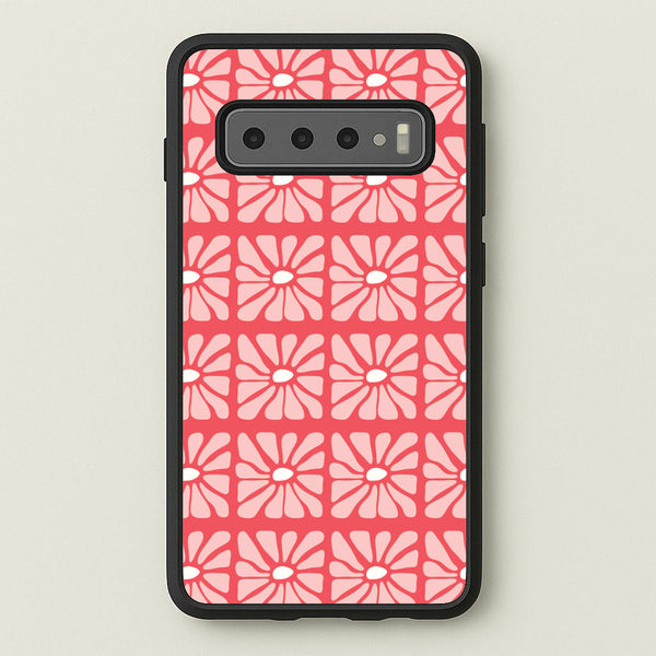 Square Abstract Flowers Pink Galaxy S10 Plus Case