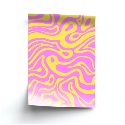 Yellow And Pink Waves Pattern Poster