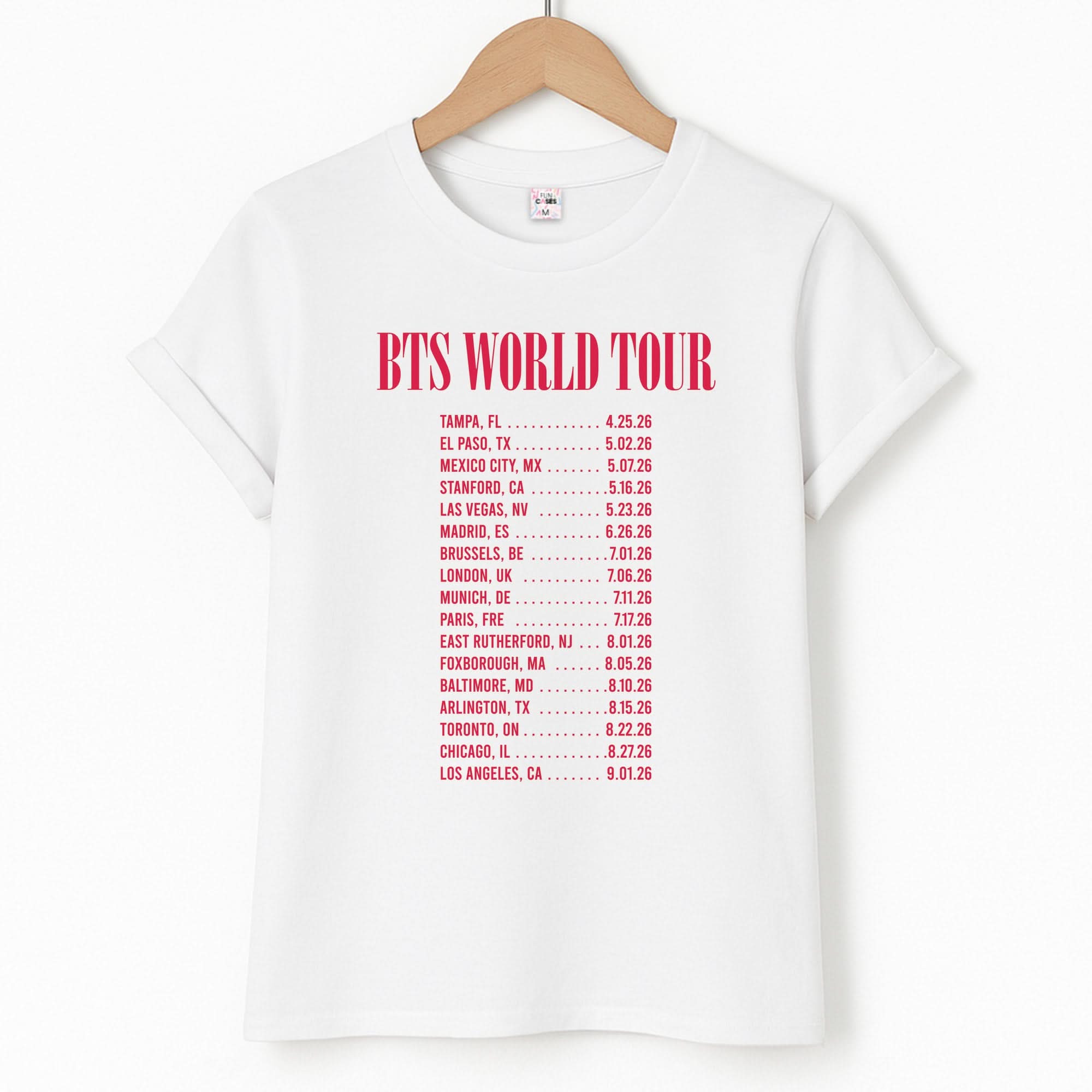 K-Pop Band World Tour List 2026 T-Shirt