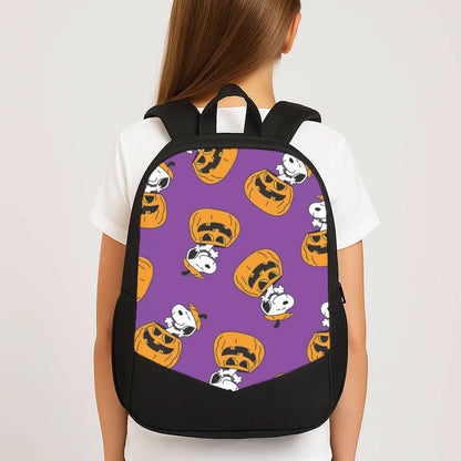 Cartoon Beagle Pumpkin Pattern School Bag