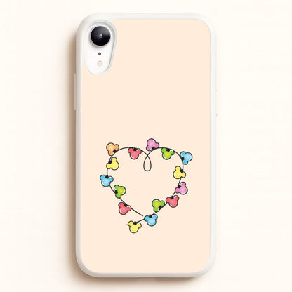Cartoon Mouse Christmas Fairylights Heart iPhone XR Case