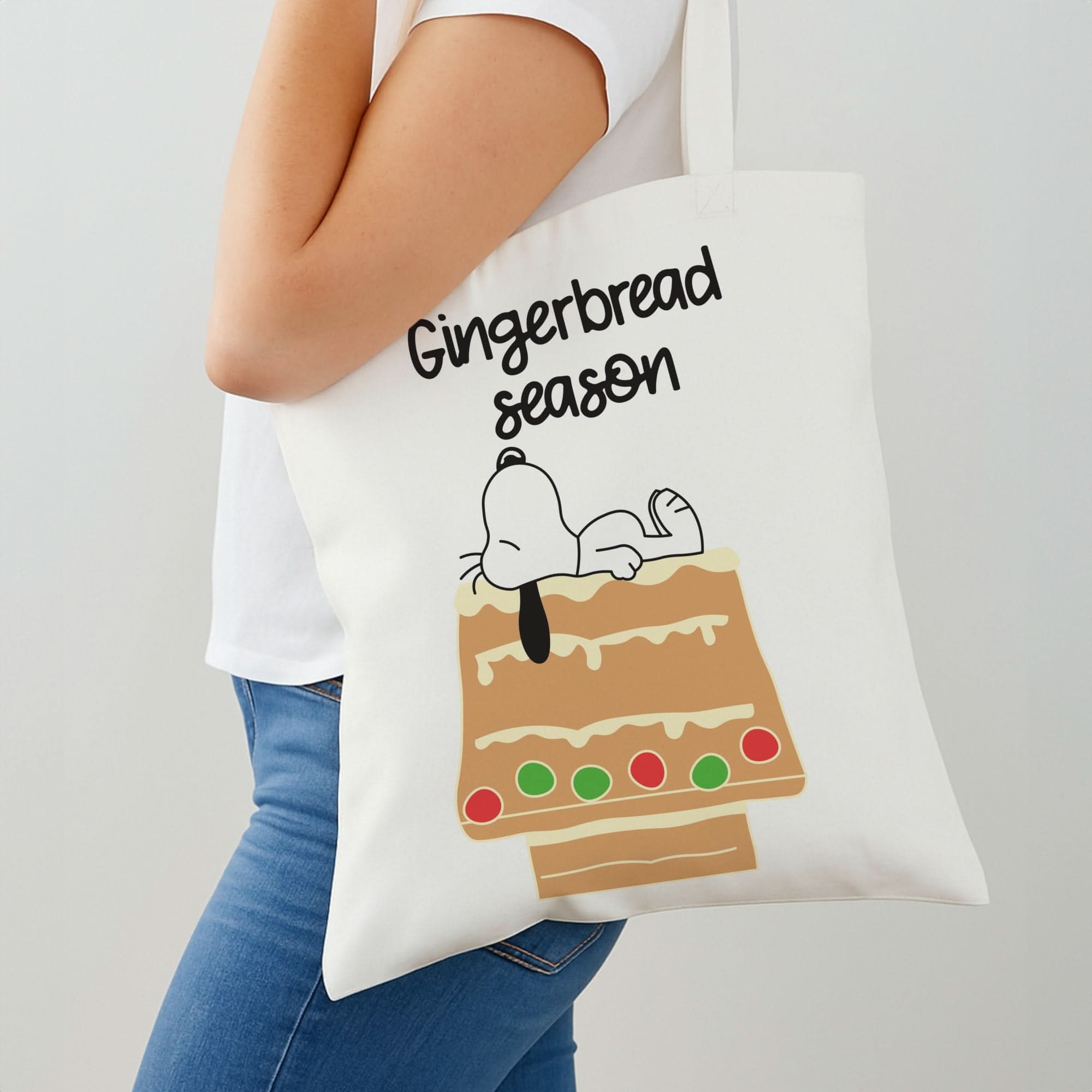 Cartoon Beagle Gingerbread House Shoulder Bag