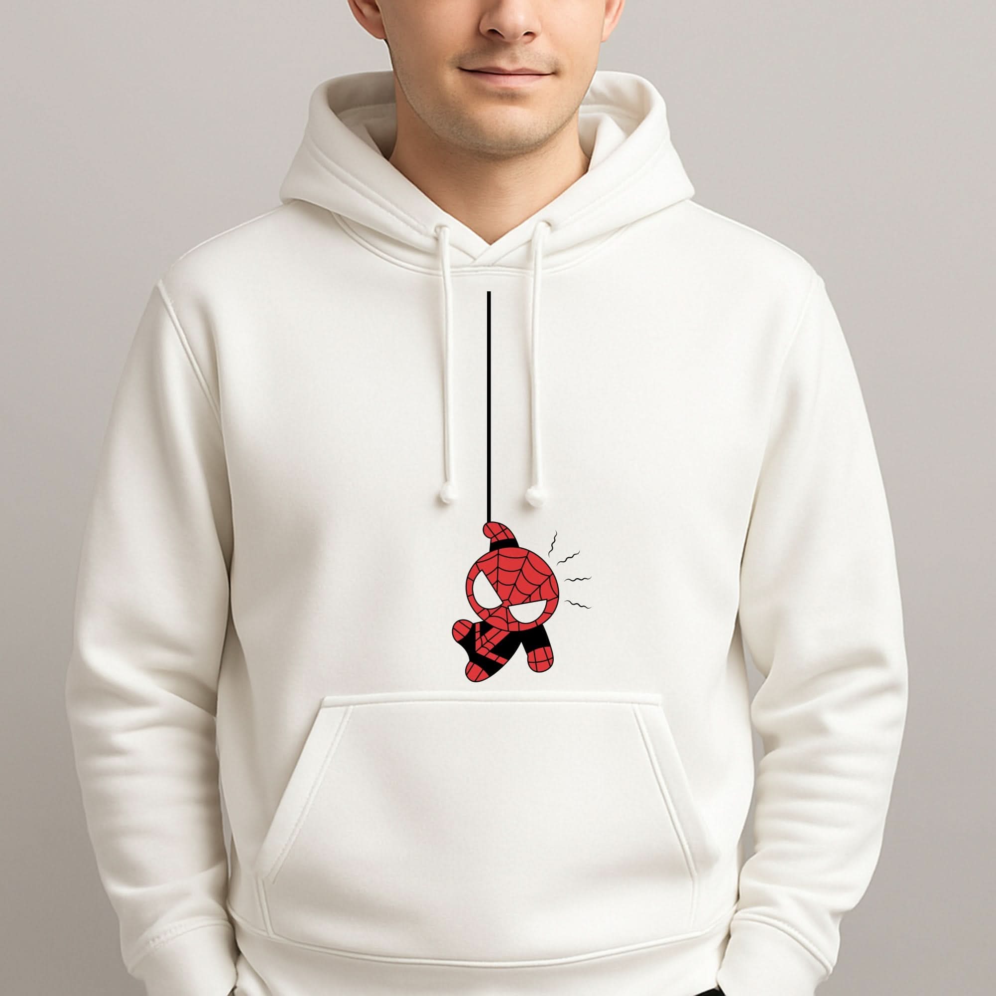 Gray Hanging Spider Hero Mens Hoodie
