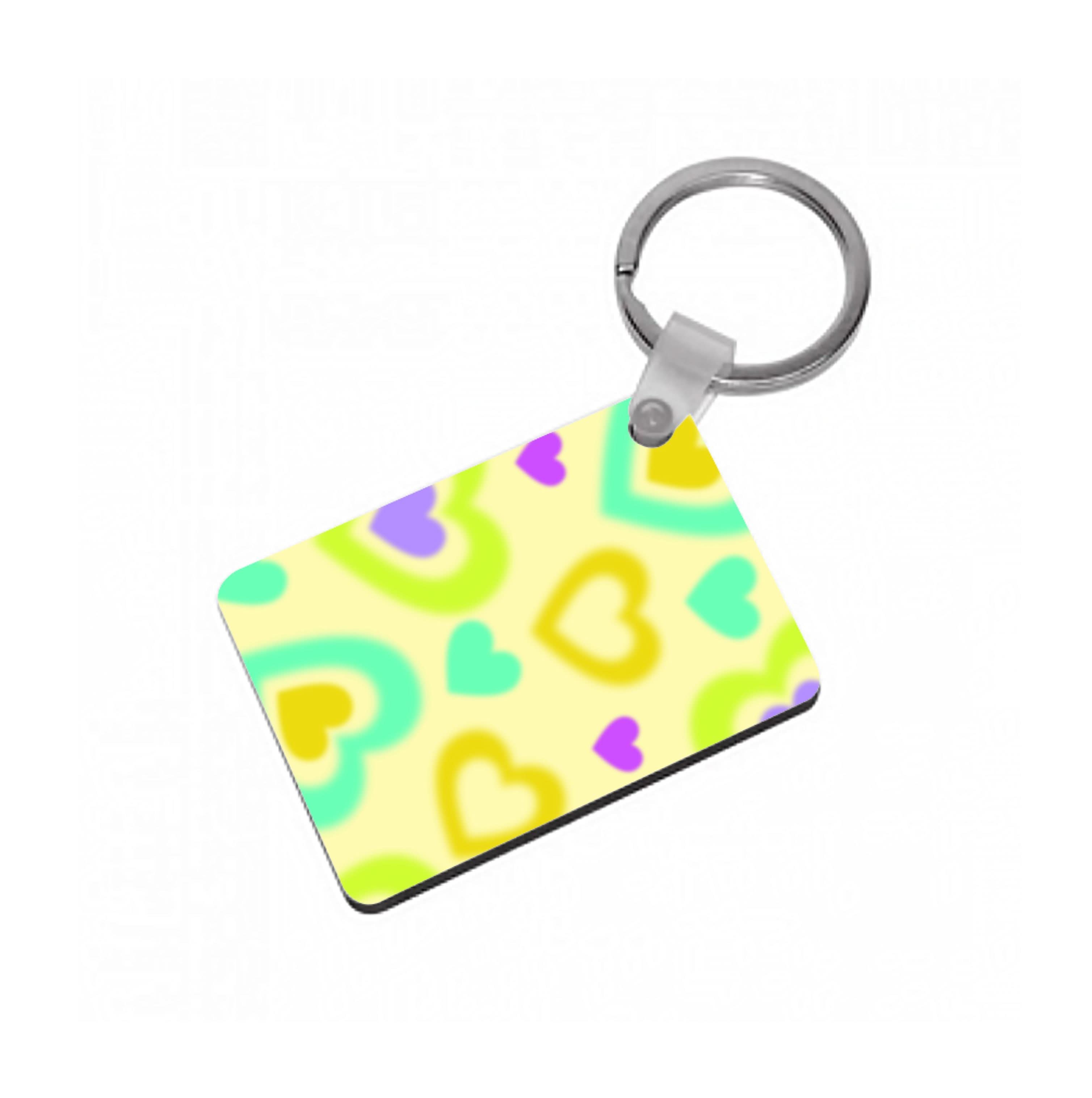 Multicoloured Hearts Gradient Pattern Keyring