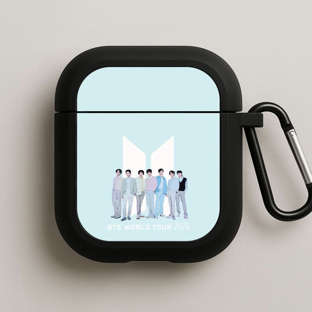 K-Pop Band Tour Pastel Blue Black AirPods Case