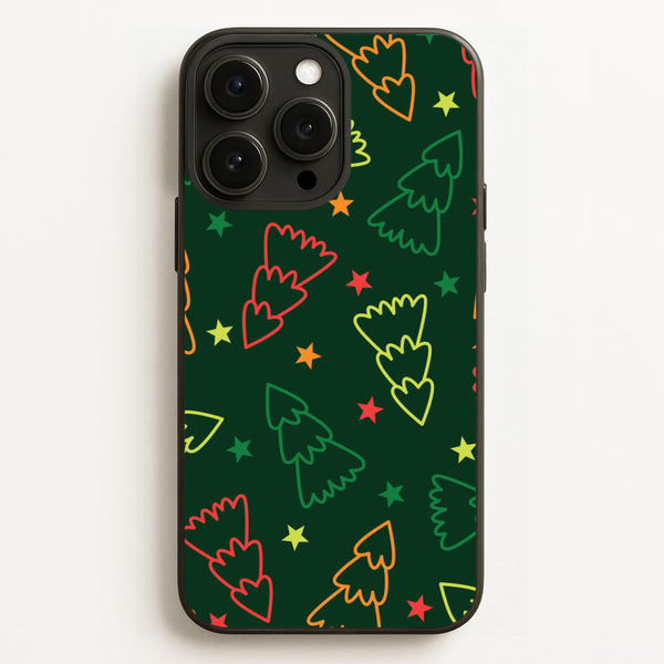 Colourful Christmas Tree Outlines Pattern iPhone 12 Pro Max Case