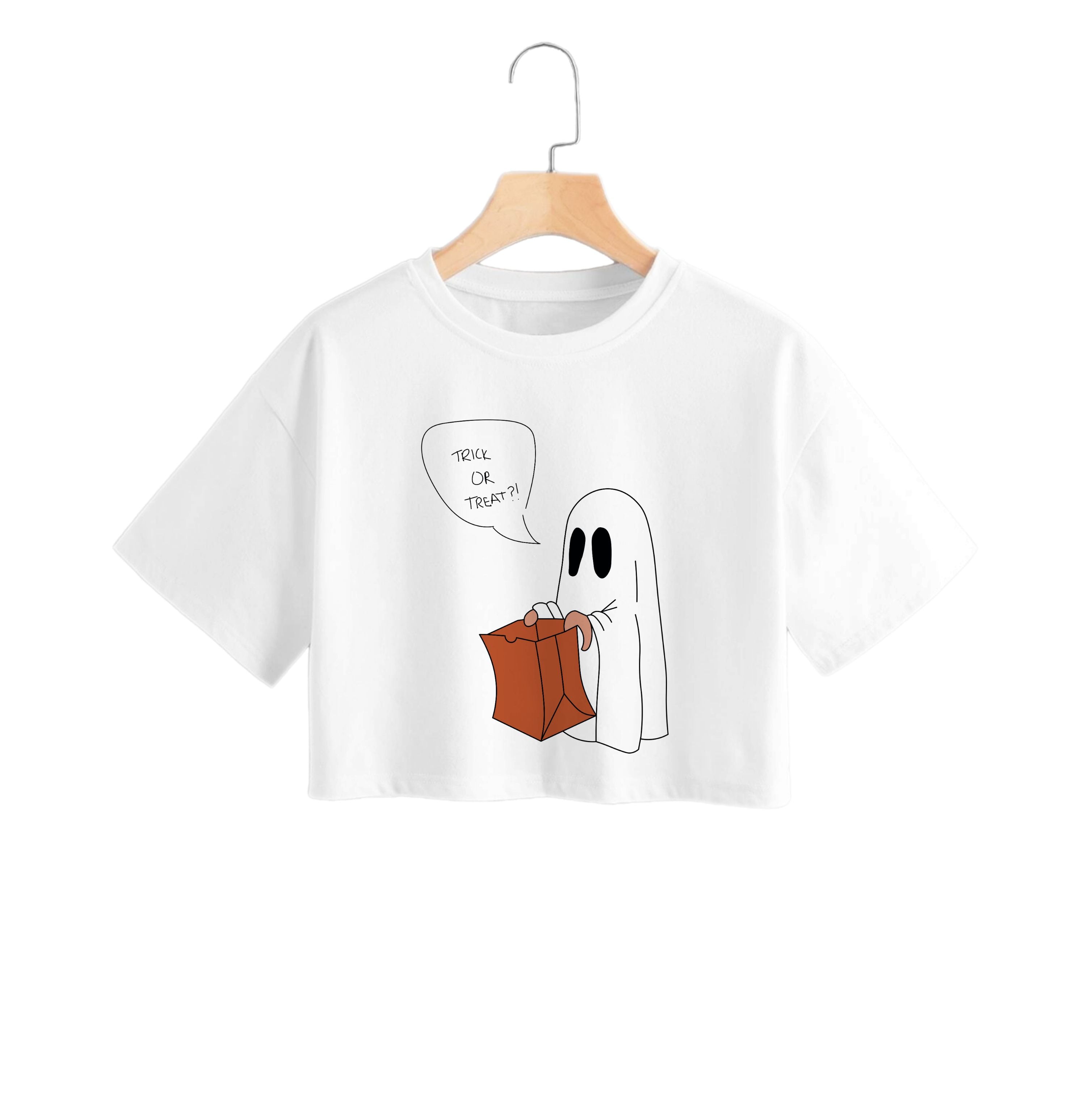 Trick Or Treat Ghost - Halloween Crop Top