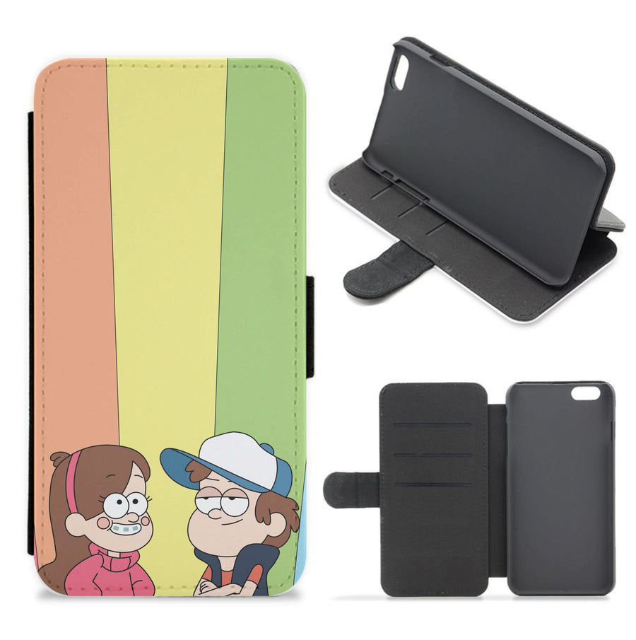 Mabel And Dipper Rainbow Flip / Wallet Phone Case