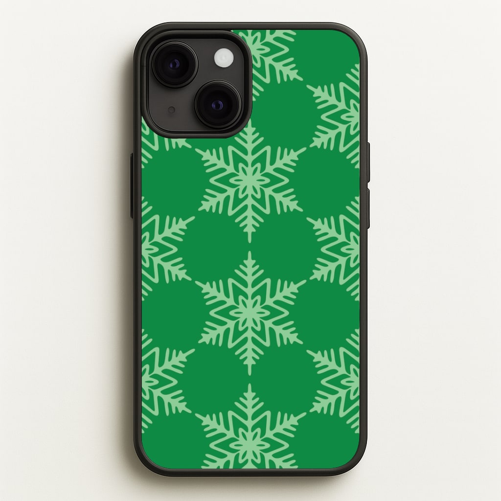 Green Giant Snowflakes Christmas Pattern iPhone 13 Mini Case