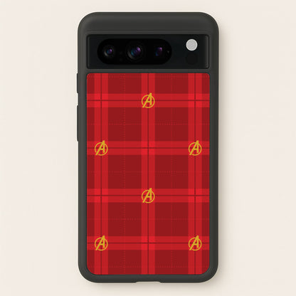 Superhero Team Red Tartan Pattern Google Pixel 8 Pro Case