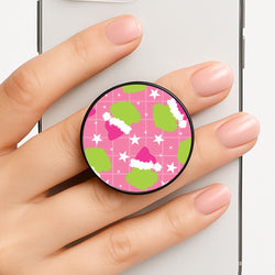 Pink Green Creature Xmas Pattern Phone Grip