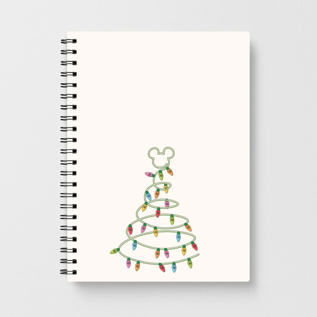Cartoon Mouse Christmas Tree Lights Notebook
