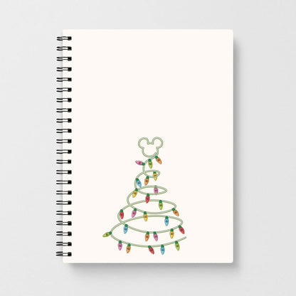 Cartoon Mouse Christmas Tree Lights Notebook
