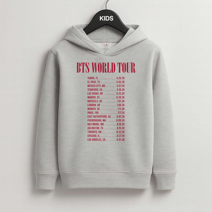 K-Pop Band World Tour List 2026 Grey Kids Hoodie