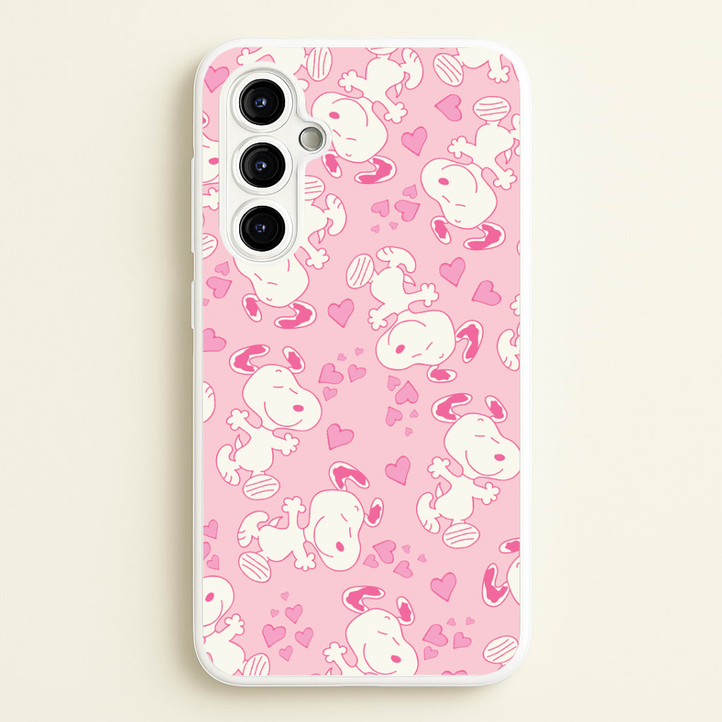 Cartoon Beagle Valentine Hearts Pattern Galaxy A54 Case