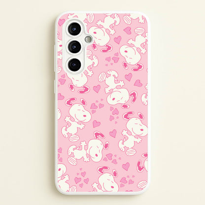 Cartoon Beagle Valentine Hearts Pattern Galaxy A54 Case