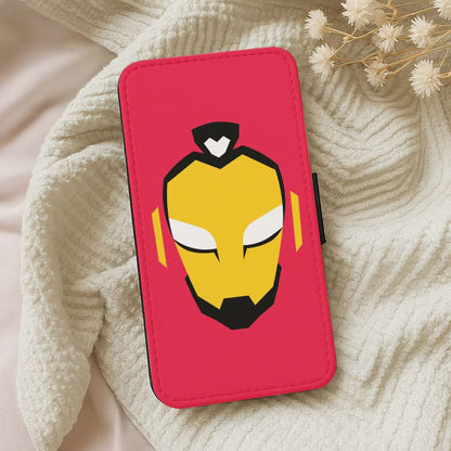 Metal Heart Hero Face Leather Phone Case