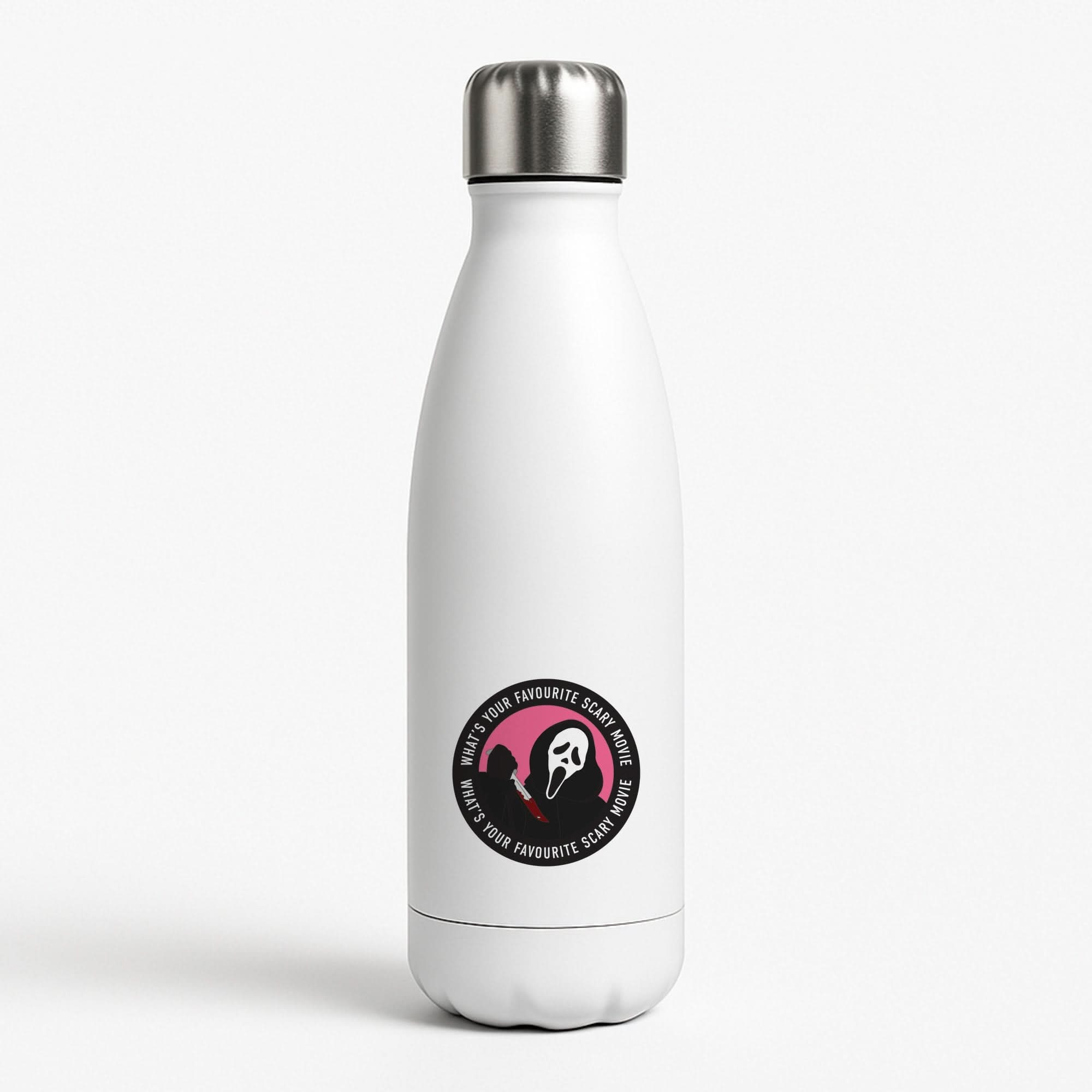 What's Your Favourite Scary Movie Badge Water Bottle