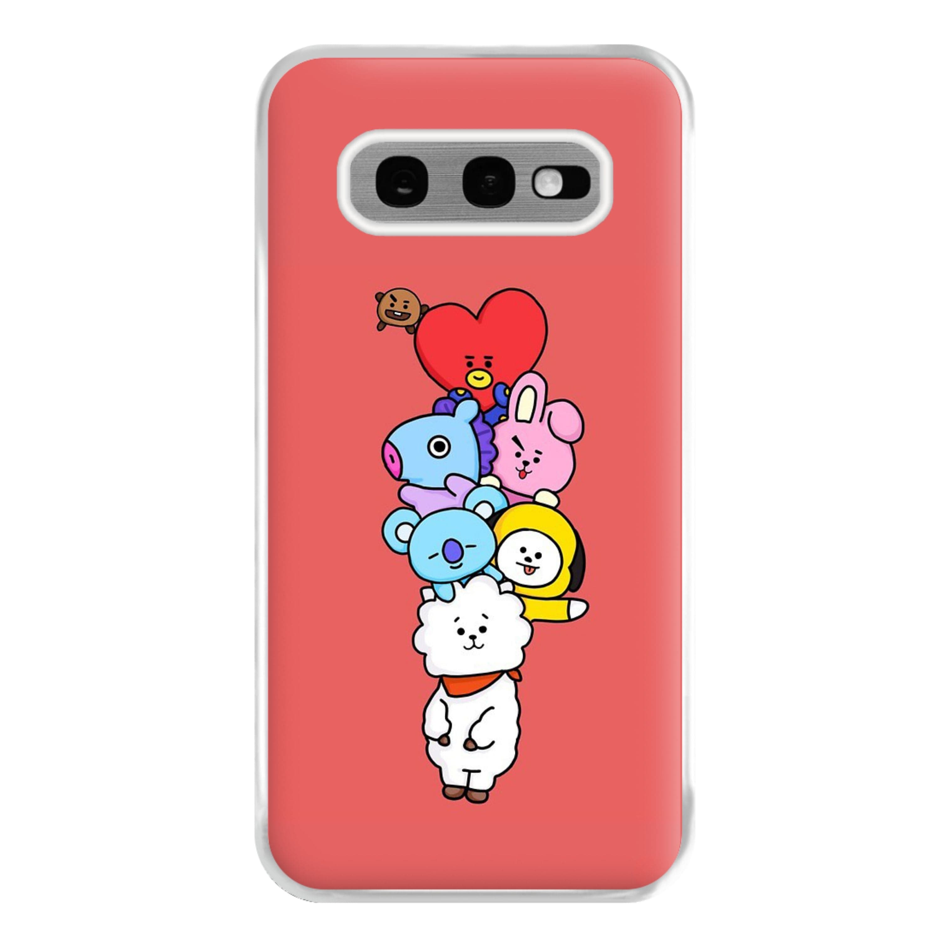 Red BT21 - RJ, Mang, Koya, Chimmy, Cooky, Shooky, Tata - K Pop Phone Case