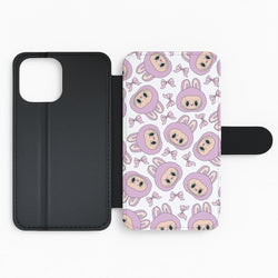 Cute Purple Monster And Bows Pattern Flip Phone Case