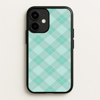Light Cyan Tartan Christmas Pattern iPhone 12 / 12 Pro Case