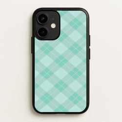 Light Cyan Tartan Christmas Pattern iPhone 12 Mini Case