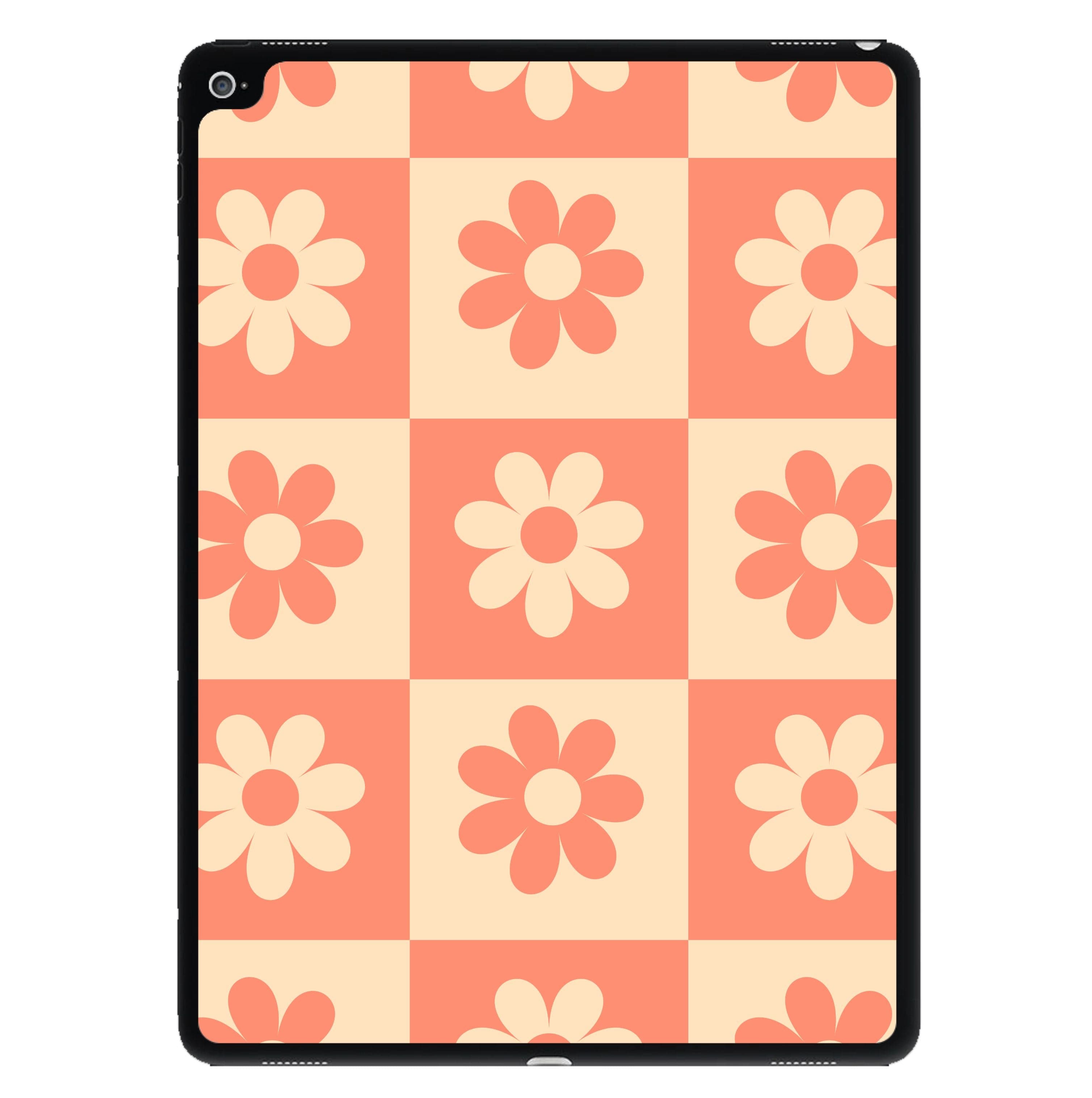 Checkered Flowers Orange iPad Case