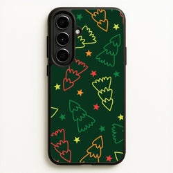 Colourful Christmas Tree Outlines Pattern Galaxy A56 Case