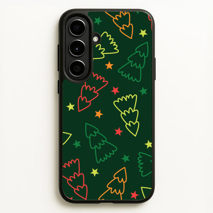 Colourful Christmas Tree Outlines Pattern Galaxy A56 Case