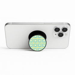 Square Abstract Flowers Blue Phone Stand