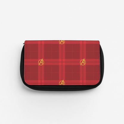 Superhero Team Red Tartan Pattern Pencil Case