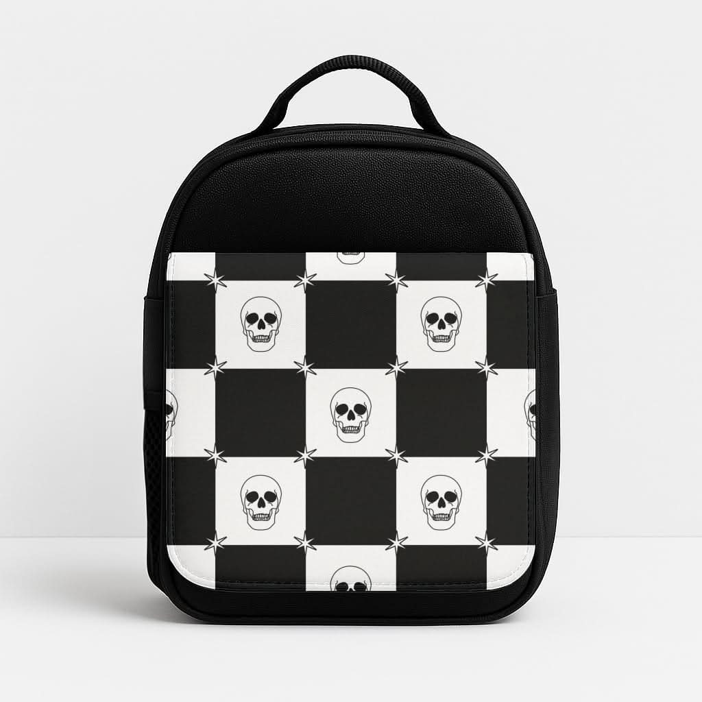 Checkered Skulls Pattern Insulated Lunch Bag