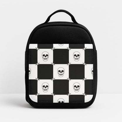 Checkered Skulls Pattern Insulated Lunch Bag